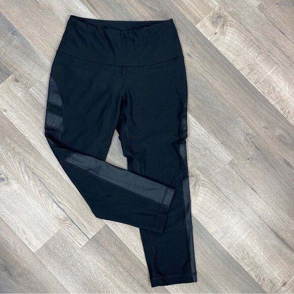 90 Degrees by Reflex Mesh Side Crop Leggings Black Small - Picture 2 of 9